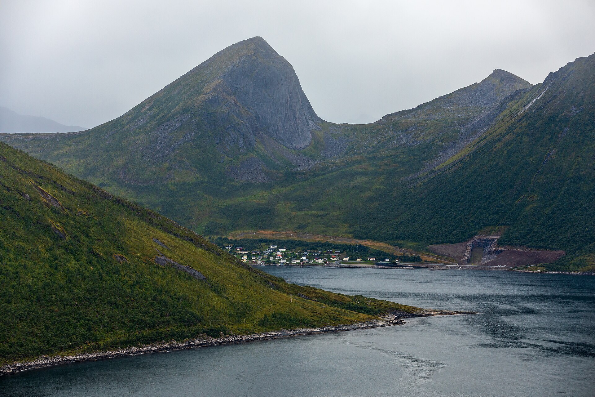 Fjordgård village beneath Segla